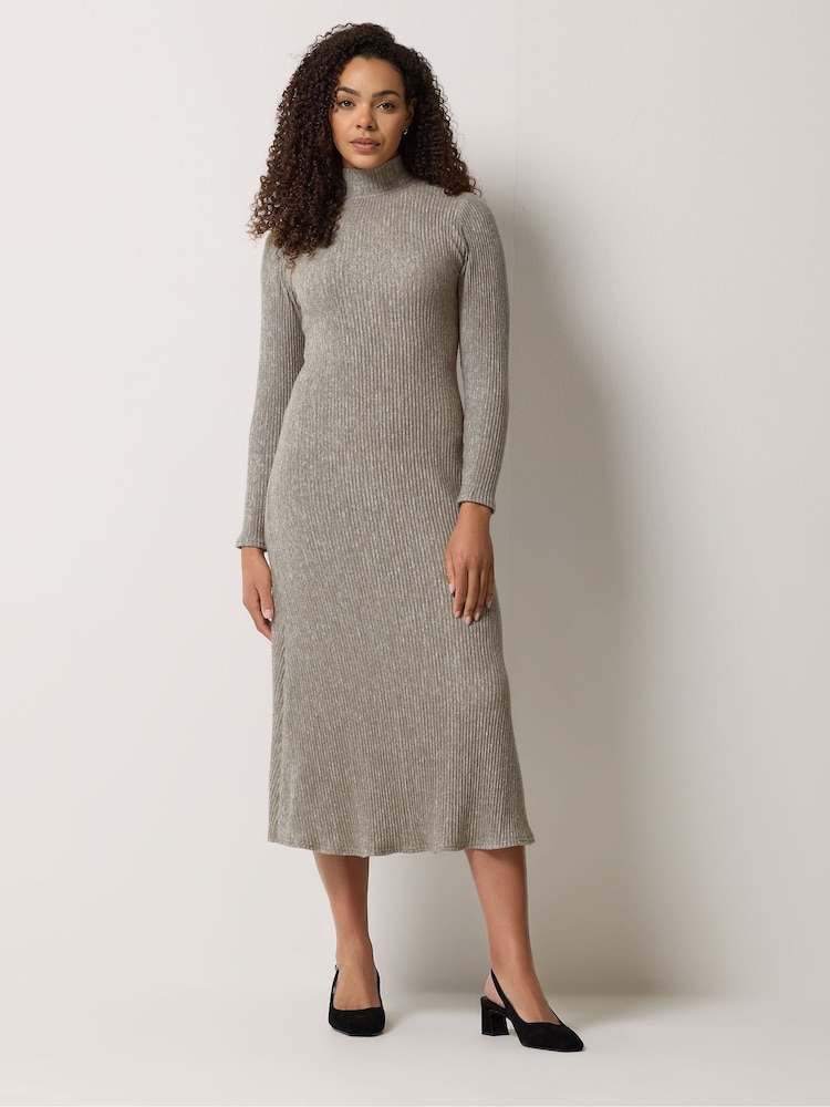 M&Co Grey Soft Touch Fit & Flare Dress - Image 1 of 5 M&Co Grey Soft Touch Fit & Flare Dress - Image 1 of 5