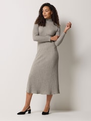 M&Co Grey Soft Touch Fit & Flare Dress - Image 2 of 5