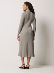M&Co Grey Soft Touch Fit & Flare Dress - Image 3 of 5