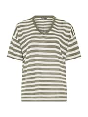 Yours Curve Green Stripe Knitted T-Shirt - Image 5 of 5