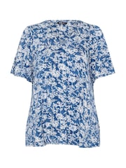 Yours Curve Blue Pleated Front Top - Image 5 of 5