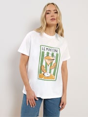 Long Tall Sally White Martini Graphic Oversized T-Shirt - Image 2 of 6