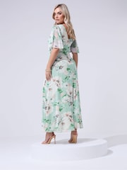 Yours Curve Green London Wrap Mesh Dress - Image 3 of 5