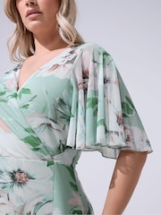 Yours Curve Green London Wrap Mesh Dress - Image 4 of 5