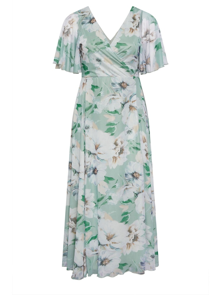 Yours Curve Green London Wrap Mesh Dress - Image 5 of 5 Yours Curve Green London Wrap Mesh Dress - Image 5 of 5