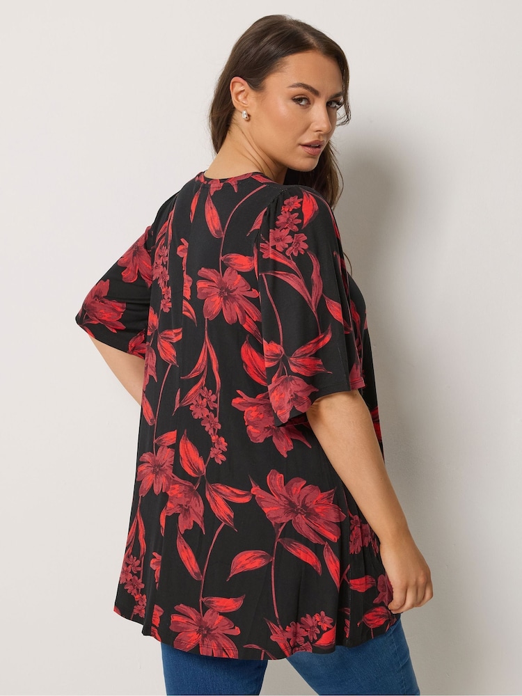 Yours Curve Black Pleated Front Top - Image 2 of 5