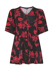 Yours Curve Black Pleated Front Top - Image 5 of 5