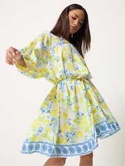 PixieGirl Petite Yellow Tie Waist Shirt Dress - Image 1 of 5
