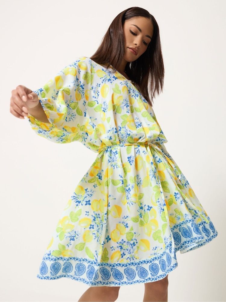PixieGirl Petite Yellow Tie Waist Shirt Dress - Image 1 of 5