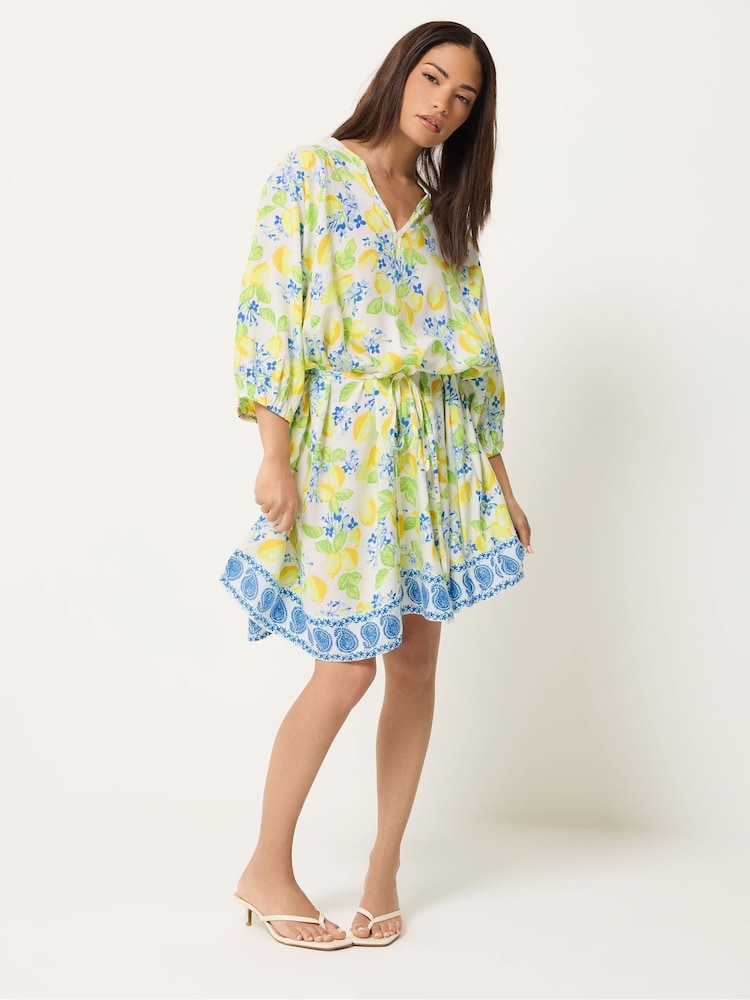 PixieGirl Petite Yellow Tie Waist Shirt Dress - Image 2 of 5