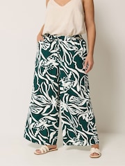 Yours Curve Green Wide Leg Trousers - Image 1 of 5