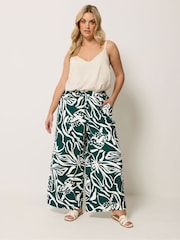 Yours Curve Green Wide Leg Trousers - Image 2 of 5