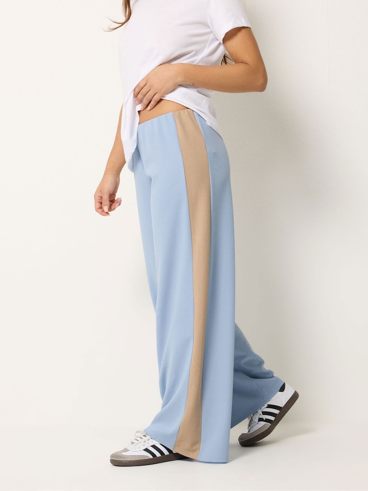 PixieGirl Blue Stripe Wide Leg Scuba Trousers - Image 2 of 5