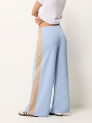 PixieGirl Blue Stripe Wide Leg Scuba Trousers - Image 3 of 5