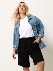 Yours Curve Black Pull On Jersey Shorts - Image 1 of 5