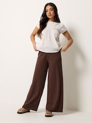 PixieGirl Petite Brown Wide Leg Scuba Trousers - Image 1 of 5