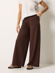 PixieGirl Petite Brown Wide Leg Scuba Trousers - Image 2 of 5