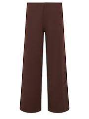 PixieGirl Petite Brown Wide Leg Scuba Trousers - Image 5 of 5