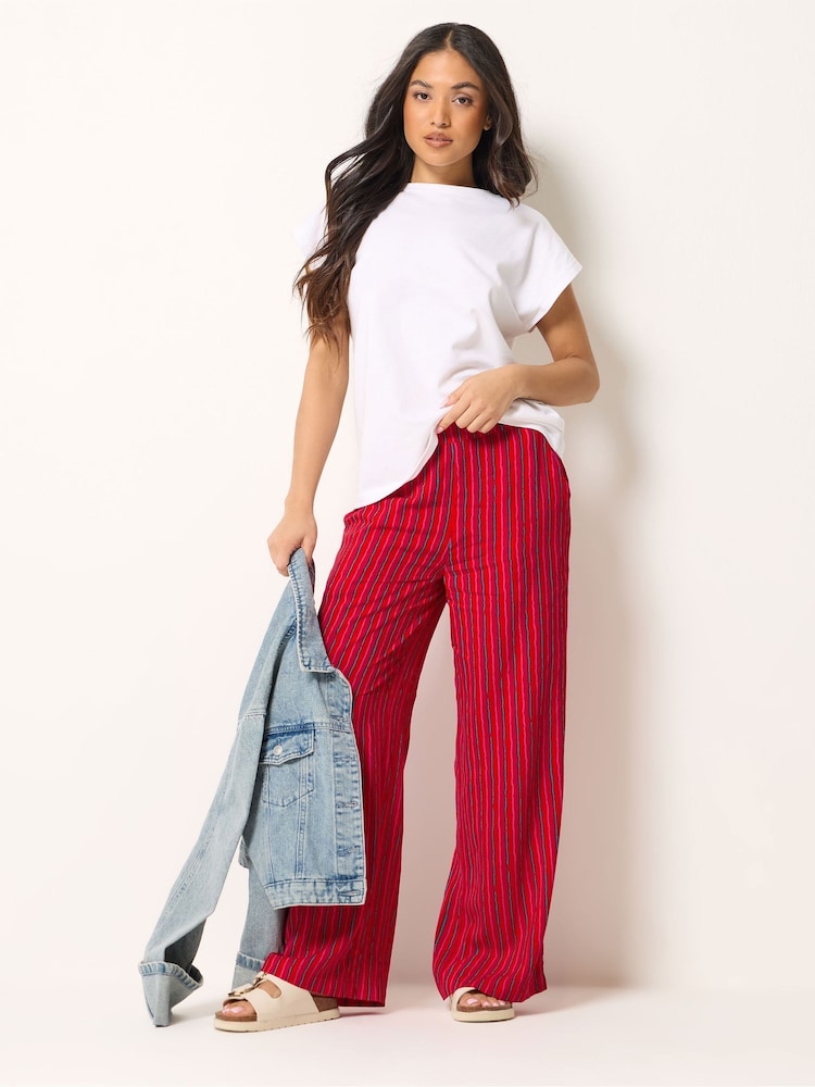 PixieGirl Petite Pink Stripe Wide Leg Trousers - Image 1 of 6