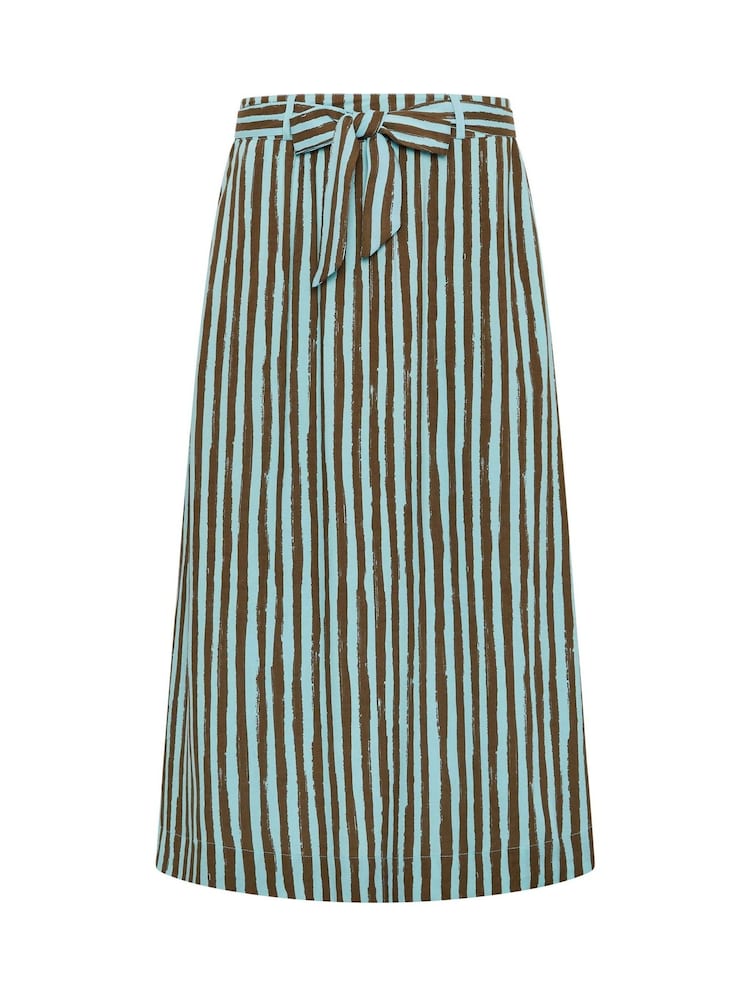 PixieGirl Petite Brown Stripe Belted Midaxi Skirt - Image 5 of 5