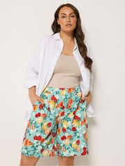 Yours Curve Green Pull On Jersey Shorts - Image 1 of 5