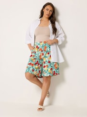 Yours Curve Green Pull On Jersey Shorts - Image 2 of 5