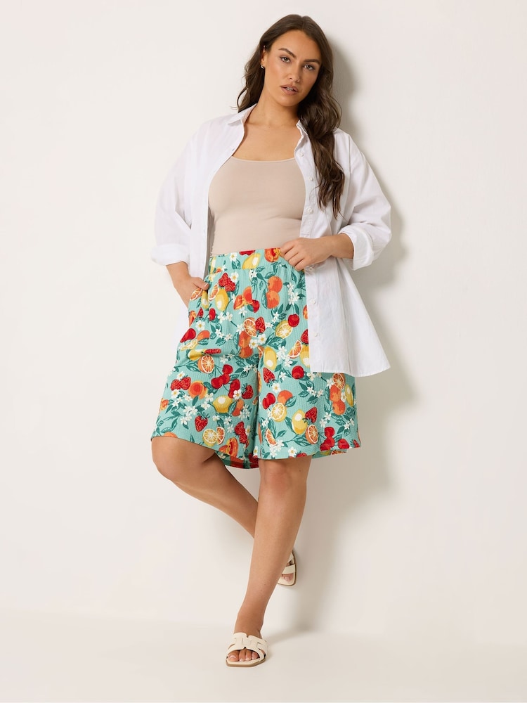 Yours Curve Green Pull On Jersey Shorts - Image 2 of 5 Yours Curve Green Pull On Jersey Shorts - Image 2 of 5