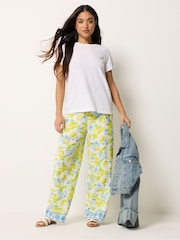 PixieGirl Yellow Printed Wide Leg Trousers - Image 1 of 4