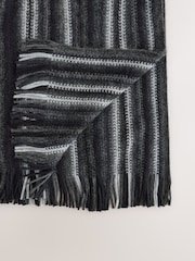 Black/Grey Stripe Knitted Scarf - Image 2 of 3