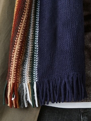 Navy Blue Stripe Knitted Scarf - Image 4 of 7