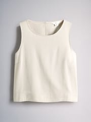 The Set Sleeveless Shell Top and Wide Leg Trousers Co-Ord With Linen Cream - Image 2 of 5