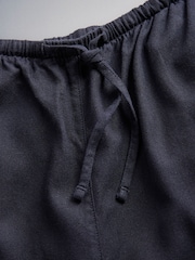 The Set Sleeveless Shell Top and Wide Leg Trousers Co-Ord With Linen Navy Blue - Image 5 of 5