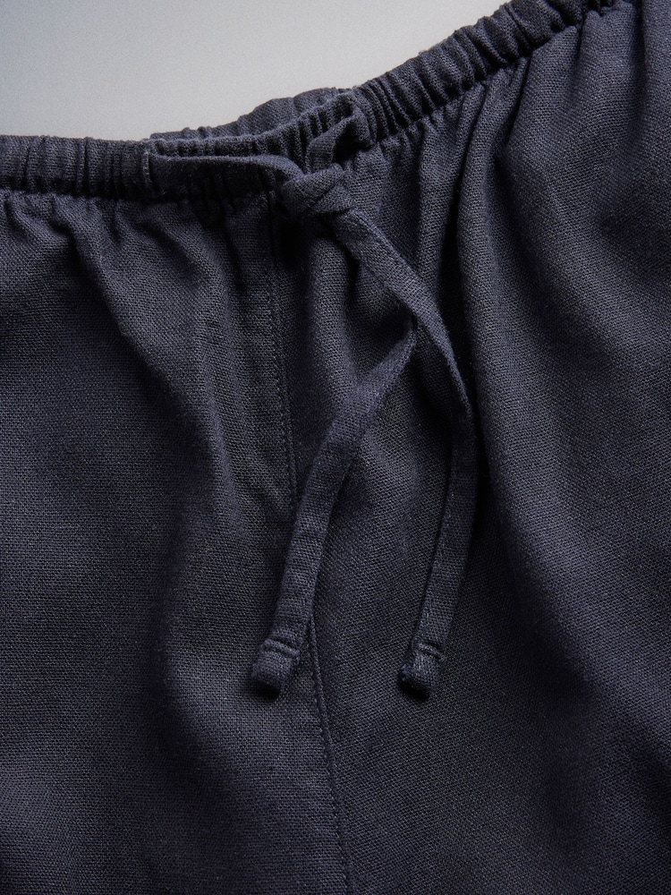 The Set Sleeveless Shell Top and Wide Leg Trousers Co-Ord With Linen Navy Blue - Image 5 of 5 The Set Sleeveless Shell Top and Wide Leg Trousers Co-Ord With Linen Navy Blue - Image 5 of 5