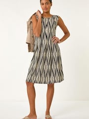 Roman Black Abstract Print Panel Detail Dress - Image 1 of 5