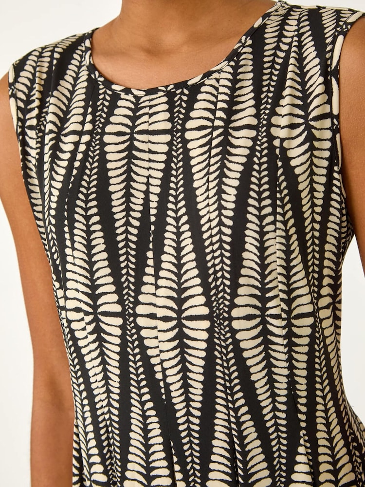Roman Black Abstract Print Panel Detail Dress - Image 5 of 5