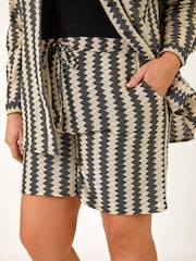 Roman Black Curve Zig Zag Tie Waist Shorts - Image 5 of 5