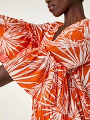 Roman Orange Abstract Print Crinkle Smock Dress - Image 5 of 5