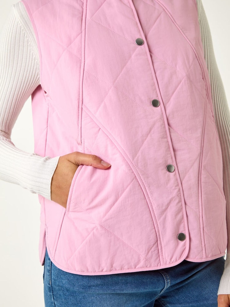 Roman Pink Diamond Quilted Funnel Neck Gilet - Image 5 of 5