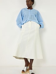 Roman White Cotton Denim Panelled Midi Skirt - Image 2 of 6
