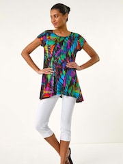 Roman Black Abstract Print Hanky Hem Tunic - Image 1 of 5