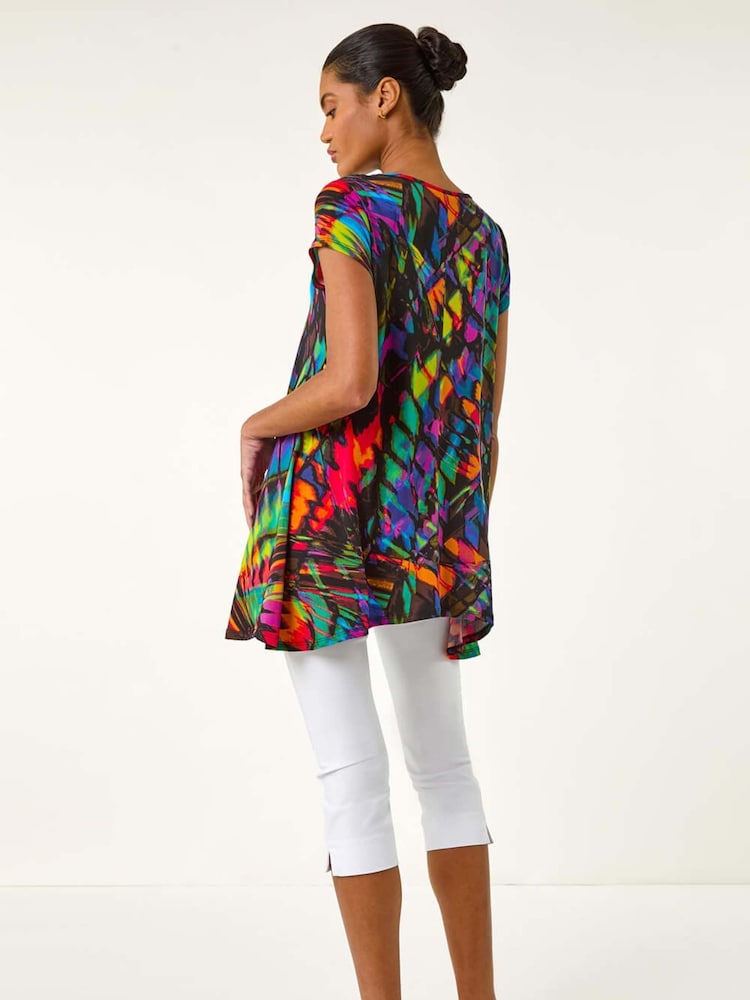 Roman Black Abstract Print Hanky Hem Tunic - Image 2 of 5