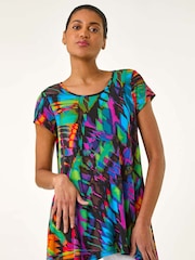 Roman Black Abstract Print Hanky Hem Tunic - Image 3 of 5