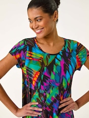 Roman Black Abstract Print Hanky Hem Tunic - Image 4 of 5