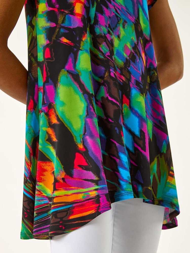 Roman Black Abstract Print Hanky Hem Tunic - Image 5 of 5