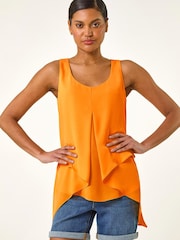 Roman Orange Asymmetric Sleeveless Vest Top - Image 5 of 9