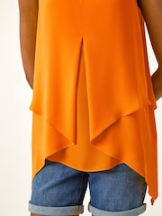 Roman Orange Asymmetric Sleeveless Vest Top - Image 9 of 9