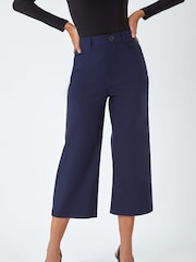 Roman Blue Cropped Stretch Trousers - Image 1 of 8