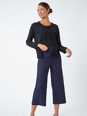 Roman Blue Cropped Stretch Trousers - Image 5 of 8