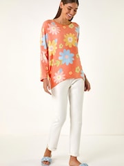 Roman Orange All Over Floral Print Snit Top - Image 2 of 5