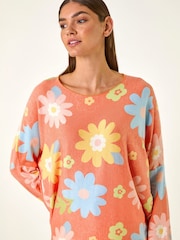 Roman Orange All Over Floral Print Snit Top - Image 4 of 5